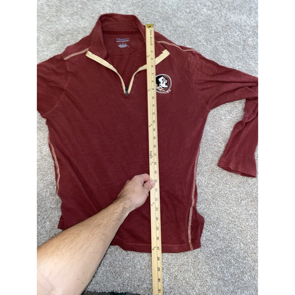 Champion Florida State Seminoles 1/4 Zip Sweater Mens L Red Football Gym Cotton - Picture 4 of 8